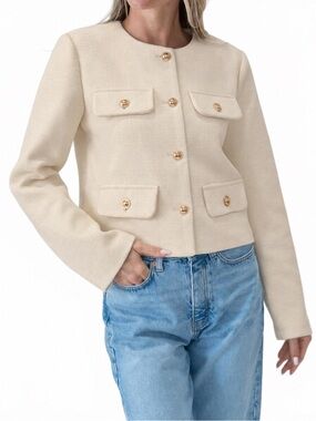 Studio by The Workshop Cropped Gold Button Jacket Medium NWT